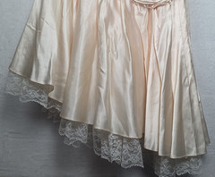 VTG 80s Zum Zum Pink Lace Jacquard Strapless Corset Prom Dress Asymmetrical Tier