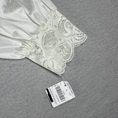 Shadowline Nightgown Lace Bodice Maxi Women’s S Longsleeve 55” Long White