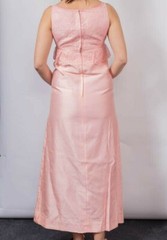JEAN VARON pink column lace silk prom maxi dress VTG Size 12 Empire line 1960’s