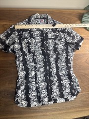 Vintage Levis Western Wear Pearl Snap Shirt Short Sleeve Black Floral Cotton