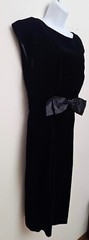 Vintage Solid Black Velvet Lloyd Williams Pencil Dress Small 6 Lined Sleeveless