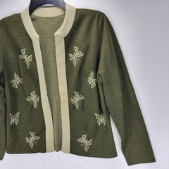 Moderno Knits Vintage 60s 70s Wool Butterfly Cardigan Shirt Skirt Set Womens 13