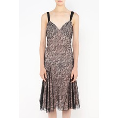 John Galliano Vintage 2010 Archival Beautiful Lace Dress Powder Blush Black IT42