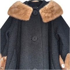 Robert’s Glam Hand Tailored 50’s Wool Coat with Fur Collar & Cuffs Women’s Large