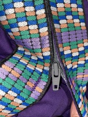 UTY Women’s Size S Purple Blouse Hippie Look Colorful Trim Zip VINTAGE 80’S NEW