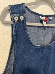 Vintage Denim Jumper Womens L Dress JLNY Sport Embroidered 100% Cotton Button