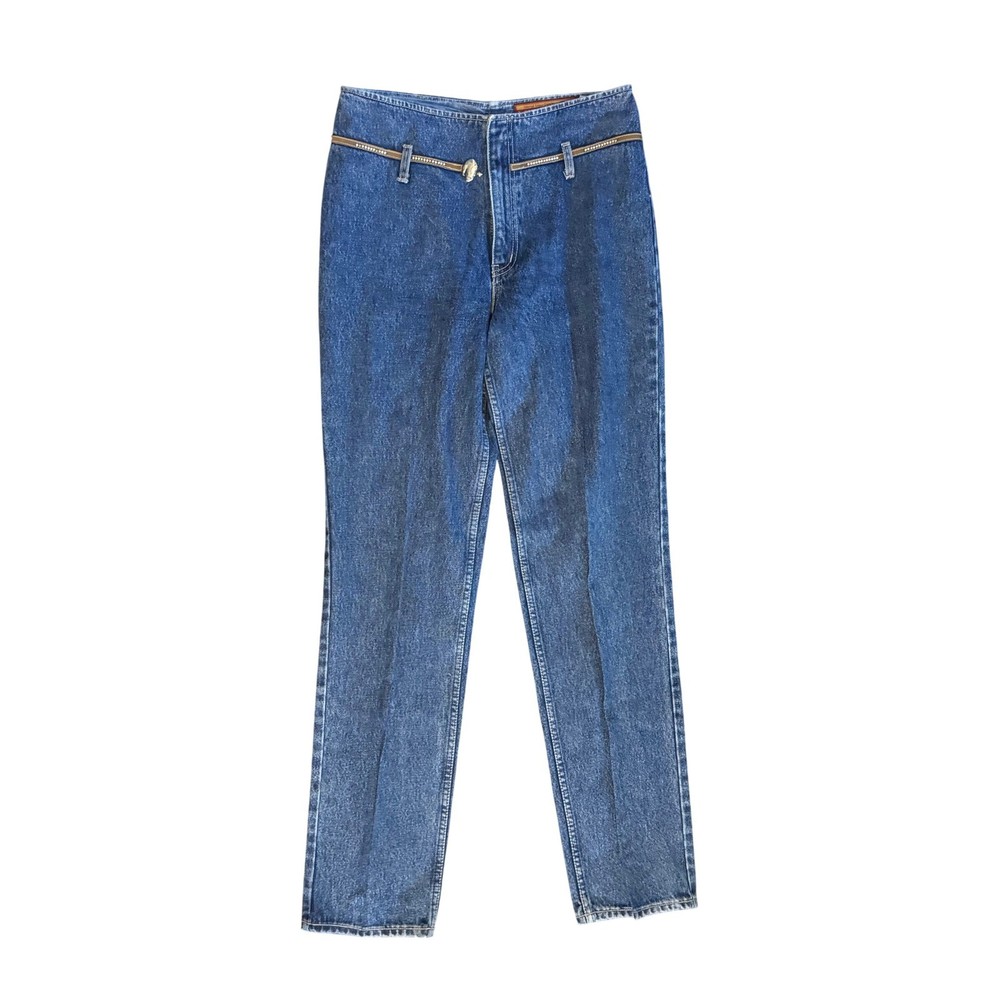 Lawman Western Slim Fit Jeans Womens 11 Blue Vintage High Rise Studded Straight