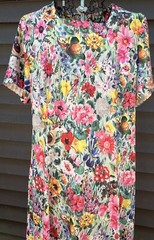 Women’s VTG 70’s House Dress Floral Knit Square Neck 42” Chest Day Dress NICE