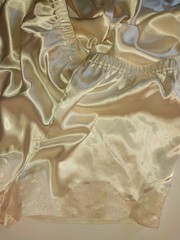 VTG SATIN SHINY LIQUID FRENCH LACY BLOOMERS KNICKERS PANTIES CAMI SET NEW 36/38