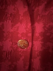 Vtg Genny Italy Blazer Jacket Red Button Front Pockets Textured Fabric Lined S-M