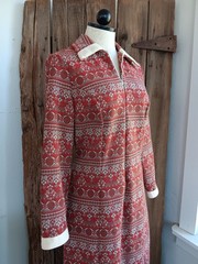Vintage 70s NPC Fashions Dress 1/2 Half Zip Long Sleeve Mod Boho Womens USA *A