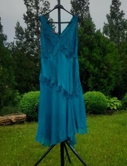 Vintage turquoise dress made of natural silk Monsoon, UK14