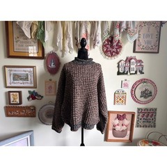 70’s/80’s vintage made in scotland variated chunky knit roll over collar sweater