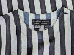 Silk Striped Charles Bianco Italian Collection Sz4 L/S Button-Shoulder Dress GUC