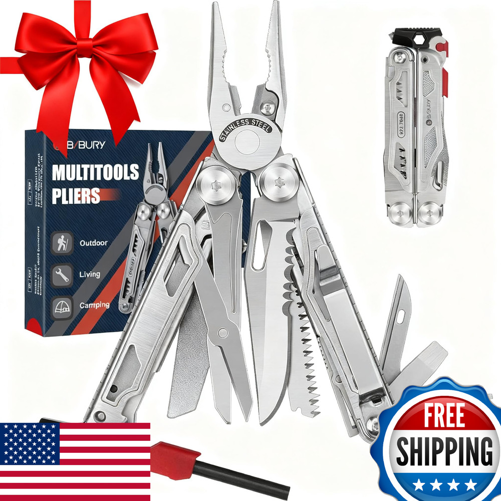 BIBURY 22-in-1 Multitool Pliers Stainless Steel Survival Camping EDC Pocket Tool