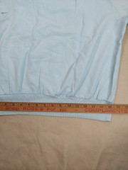 Vintage 80s Blue Blouson Blouse Buttons Banded Hem Dolman Sleeve Minimalist M