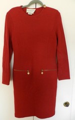 ADRIENNE VITTADINI DRESSES SZ-10 TERRACOTTA Color Wool/Acrylic Zip Detail Logo