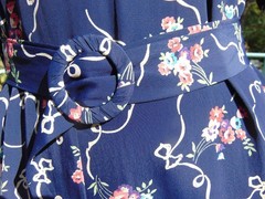 VTG 1930s Blue Novelty Print Rayon Home Made Dress 32W