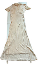 Antique 1920S/30’s Silk Lounge Gown Puff Sleeves Bias Cut Silhouette Small
