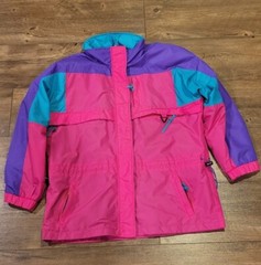 Vintage Retro 80s 90s Colorblock Winter Fall Ski Jacket Pink Purple Teal Iconic