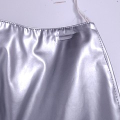 Y2K Silver Vinyl Flared Low Rise Pants Cyberpunk Rave Festival Chrome Futuristic