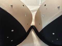 VTG Ambrielle Extreme PushUp UW Solid Black/Tan (Ivory) Rhinestones NWT Sz 38C