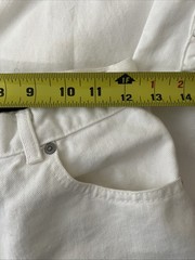 Vintage Sasson High Waisted Denim White Jeans Zip Ankle Women’s Ankle Bows 26×27
