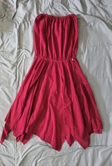 Vintage Homemade Strapless Dress Red Cotton Festival Fairy Renaissance M