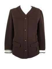 Butte Knit Vtg 1970s Cardigan Women’s Small M 8 Mod Brown Dacron Polyester