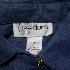 Vintage 90s Cedars Blue Denim Button Up Shirt Adult Women’s L Large BOX 13