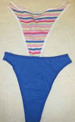 vtg 90’s FRUIT of the LOOM COTTON HI CUT THONG BLUE bikini panties sz S/5 lot 2