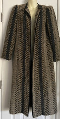 MJ Seattle Vintage 70’s Women’s Lined Coat W/Pockets Mohair Size Smal Tan & Grey