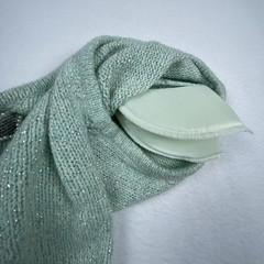 Vintage Heidi Mint Green Metallic Knit Silk Angora Wool Beaded Bow Top L