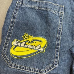 Y2K JNCO Style A-Lab Jeans Womens 8 Analog Wide Leg Graphic Pocket Skate Retro
