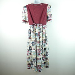 Vintage Handmade 90s Dress Prairie Granny Novelty Cute Teacher M Midi Cottage