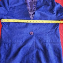 Vintage Galleria Sport Royal Blue Collarless Blazer Jacket Power Career 90s M
