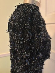Vintage Oleg Cassini Black Tie Beaded Illusion Gown W/Trumpet Skirt. Size 6 EUC