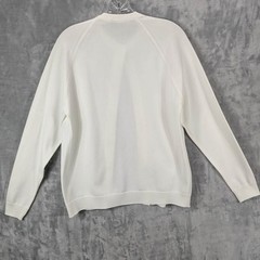 Vtg Eileen Cardigan Sweater Womens Large White Diamond Knit Made in Poland