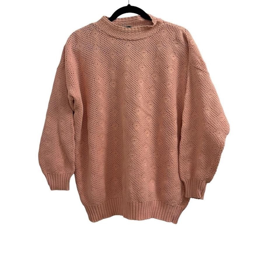 Willowridge vintage pink crochet mock neck sweater cottagecore women’s medium