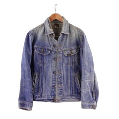 Vintage Lee Denim Trucker Jacket Blue Distressed Made in USA Men S Sanforized