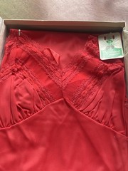 In box Vintage 50s or 60s Pinehurst Lingerie Gorgeous Size 32 Red Nylon slip