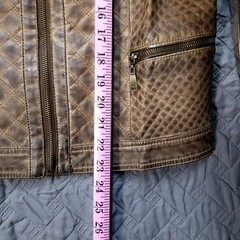 Vintage JOUJOU Polyurethane Textured Kacket Womens Size L Brown Full Zip