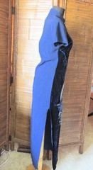 Vietnamese Cheongsam Midnight Blue Velvet Dress Polyester Glitter Special Occa