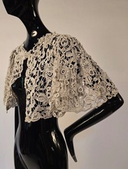 EXCEPTIONAL EDWARDIAN HAND MADE GROS POINT DE VENISE LACE JACKET W BELL SLEEVES