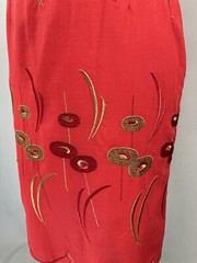Vintage Dress SIZE SMALL red sheath embroidered 90s 80s Classic