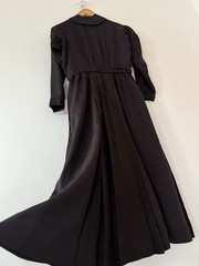Antique Victorian Wool Crepe Full Length Winter Wrapper Dress/Duster Mourning M