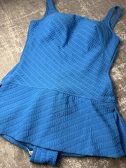 Vintage 1970s Rose Marie Reid Blue Swimsuit Mod GoGo Skirt Built in Bra Retro M