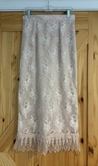 Vintage 1980s Designer Lorrie Kabala Pink Victorian Style Lace Overlay Skirt
