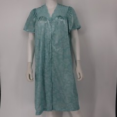 Vintage Vanity Fair Blu Nylon Button Front Robe House Coat Night Gown Medium USA