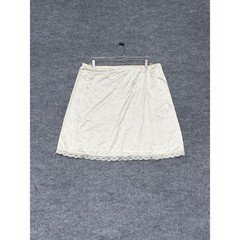 Vintage Deena Ivory Lace Trim Half Slip Skirt Large 100% Antron Nylon Made USA